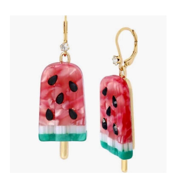 NWT ⚜️💖⚜️ Betsey Johnson Watermelon State Popsicle Dangling Earrings - Picture 1 of 13